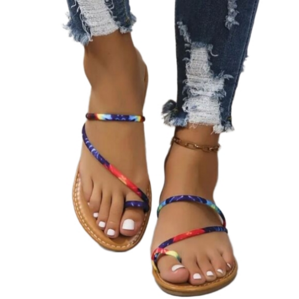 Colorful toe loop Slides sz 8.5